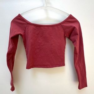 Red Long Sleeve Crop Top